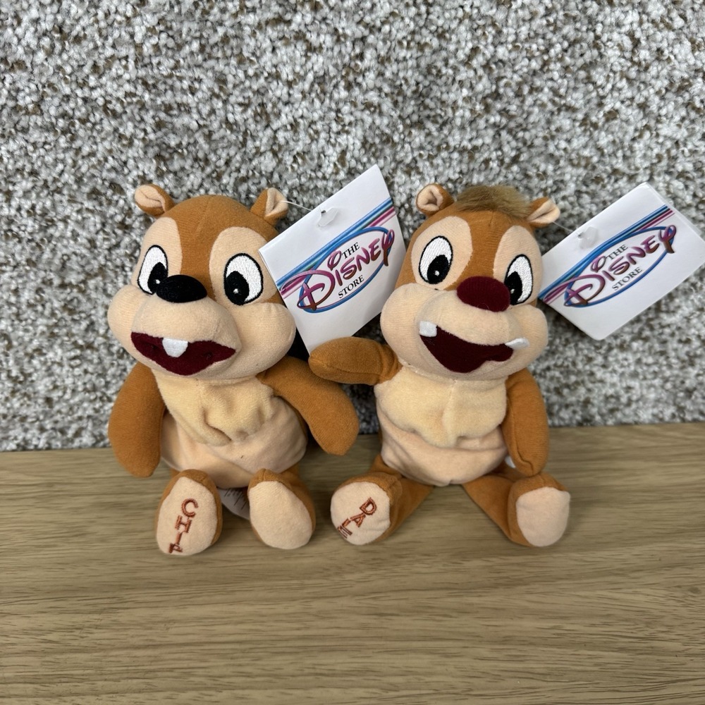 Chip & Dale Mini Bean Bag Plush W/ Tags Collectible Toy Beanie Set Disney Store
